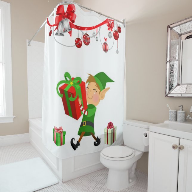 Christmas Shower Curtain, Elf Shower Curtain (In Situ)