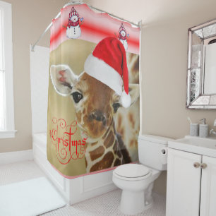 Christmas Shower Curtain Giraffe