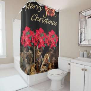 Christmas Shower Curtain, Jesus Christ Curtain