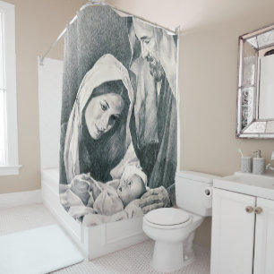 Christmas Shower Curtain, Jesus Christ Curtain
