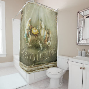 Christmas Shower Curtain, Jesus Christ Shower Curtain