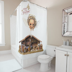 Christmas Shower Curtain, Jesus Christ Shower Curtain