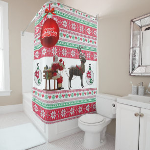 Christmas Shower Curtain, Merry Christmas Curtain