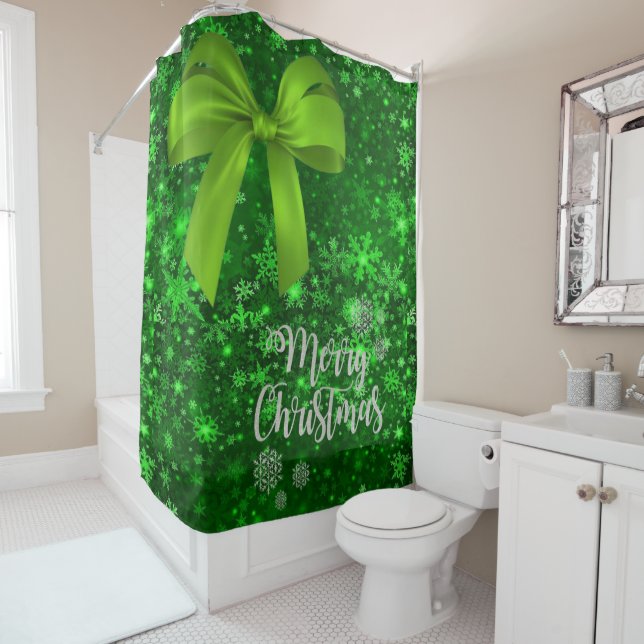 Christmas Shower Curtain, Merry Christmas Curtain (In Situ)
