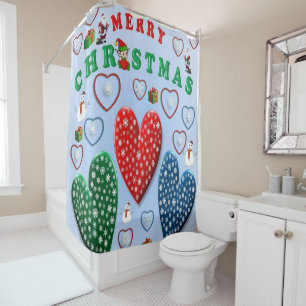 Christmas Shower Curtain, Merry Christmas Curtain