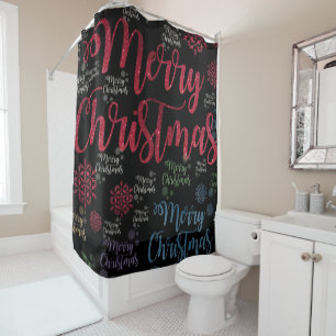 Christmas Shower Curtain, Merry Christmas Curtain