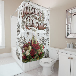 Christmas Shower Curtain, Merry Christmas Curtain