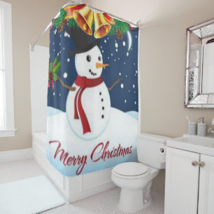 Christmas Shower Curtain, Merry Christmas Curtain