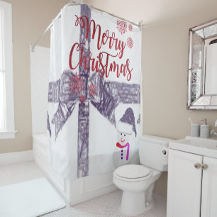 Christmas Shower Curtain, Merry Christmas Curtain