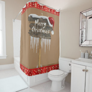 Christmas Shower Curtain, Merry Christmas Curtain