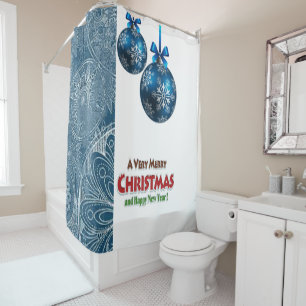Christmas Shower Curtain, Merry Christmas Curtain