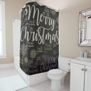 Christmas Shower Curtain, Merry Christmas Curtain