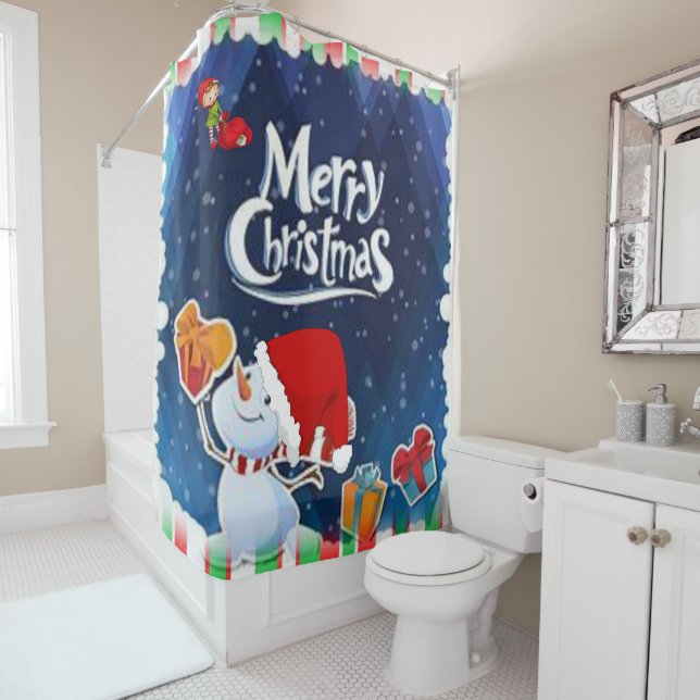 Christmas Shower Curtain, Merry Christmas Shower Curtain (In Situ)