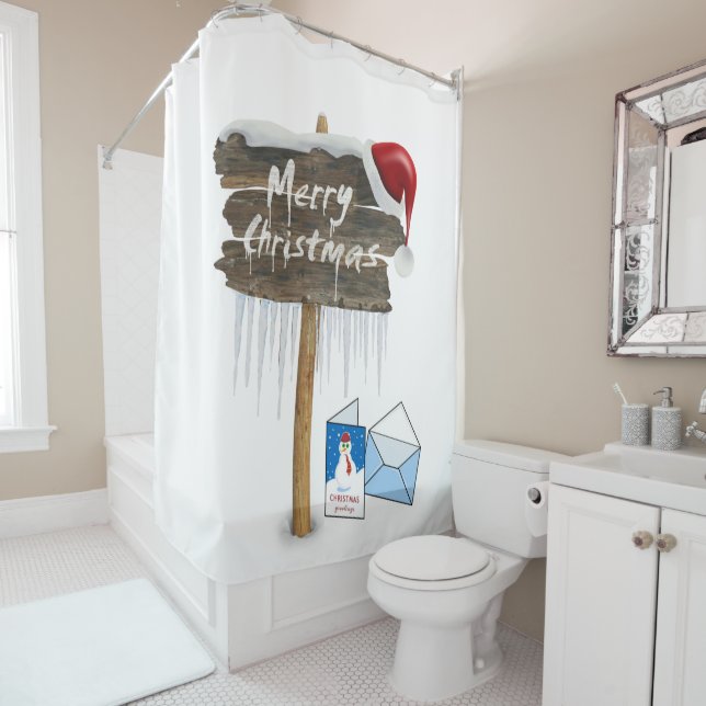 Christmas Shower Curtain, Merry Christmas Shower Curtain (In Situ)