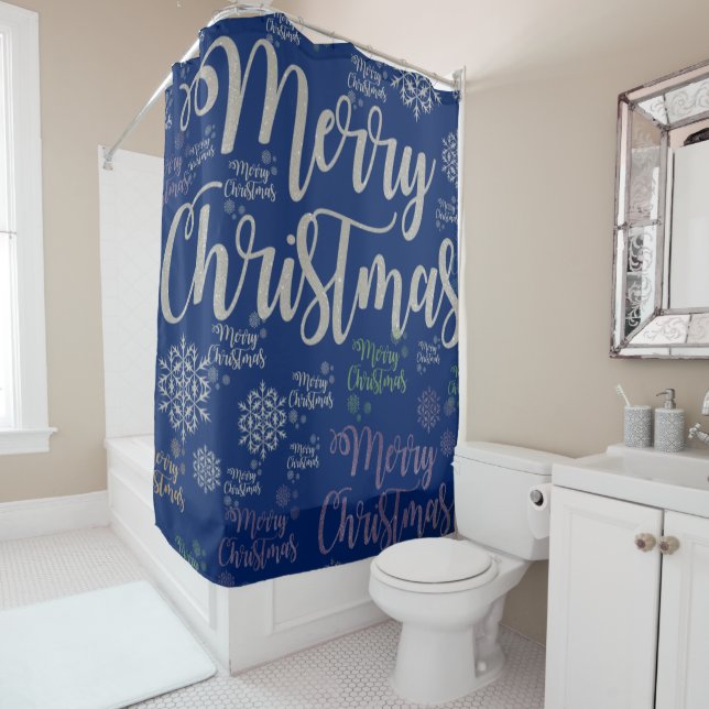 Christmas Shower Curtain, Merry Christmas Shower Curtain (In Situ)