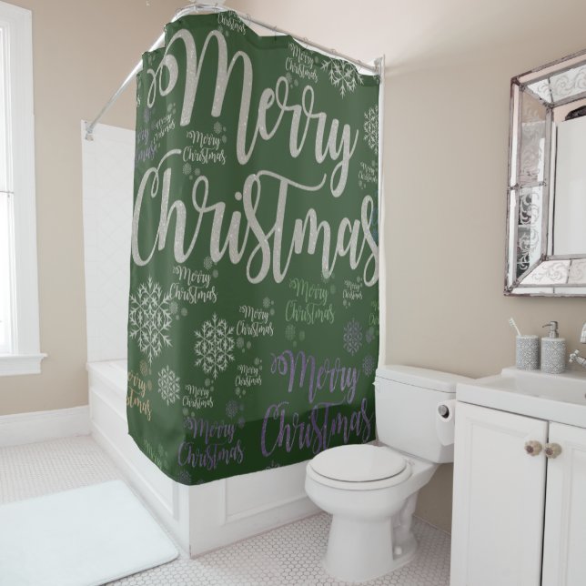 Christmas Shower Curtain, Merry Christmas Shower Curtain (In Situ)
