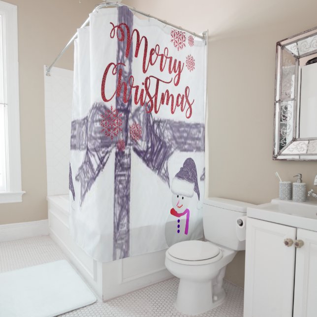 Christmas Shower Curtain, Merry Christmas Shower Curtain (In Situ)