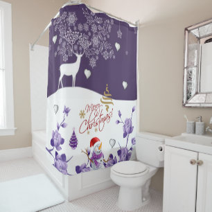 Christmas Shower Curtain, Merry Christmas Shower Curtain
