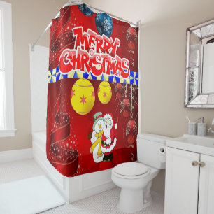 Christmas Shower Curtain, Merry Christmas Shower Curtain