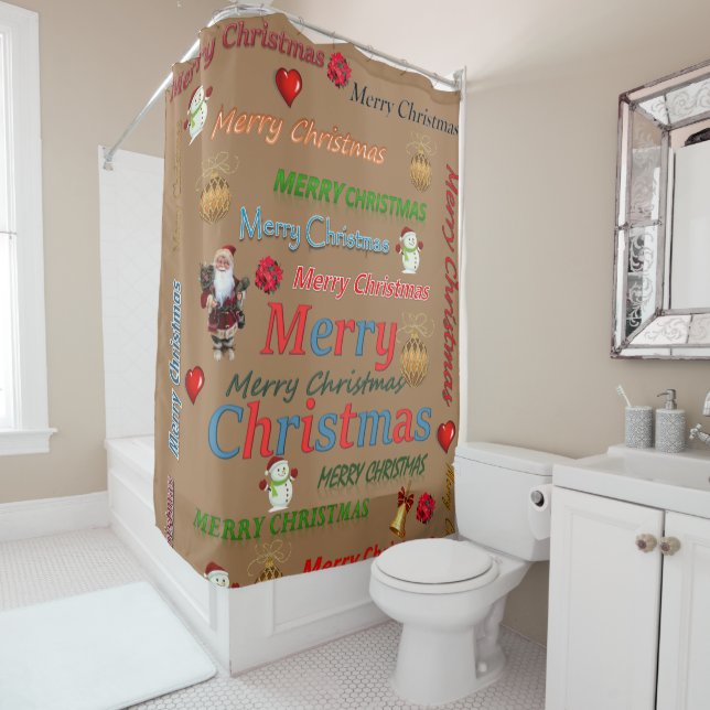Christmas Shower Curtain, Merry Christmas Shower Curtain (In Situ)
