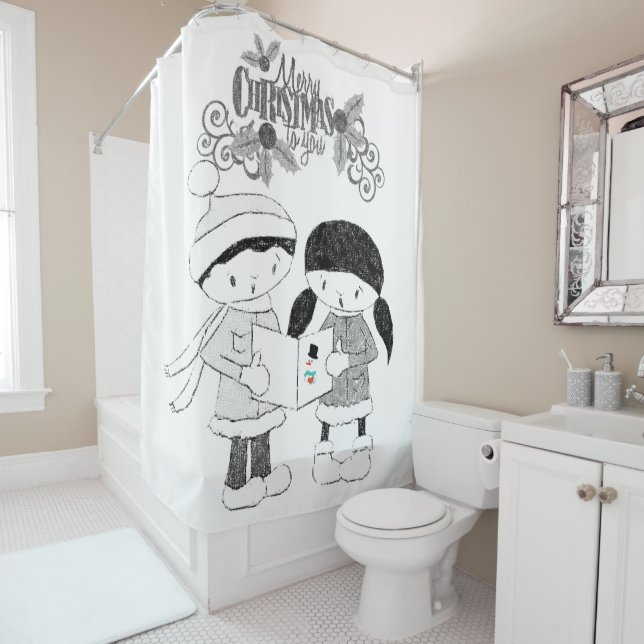 Christmas Shower Curtain, Merry Christmas Shower Curtain (In Situ)