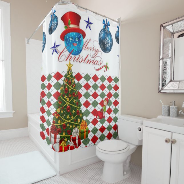 Christmas Shower Curtain, Merry Christmas Shower Curtain (In Situ)