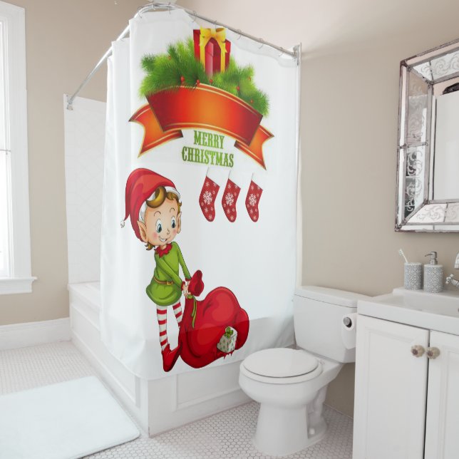 Christmas Shower Curtain, Merry Christmas Shower Curtain (In Situ)