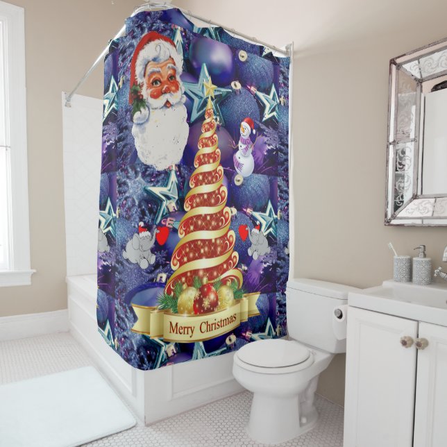 Christmas Shower Curtain, Merry Christmas Shower Curtain (In Situ)