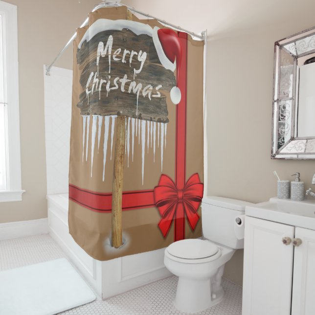 Christmas Shower Curtain, Merry Christmas Shower Curtain (In Situ)