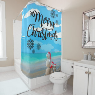 Christmas Shower Curtain, Merry Christmas Shower Curtain