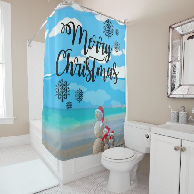 Christmas Shower Curtain, Merry Christmas Shower Curtain (In Situ)