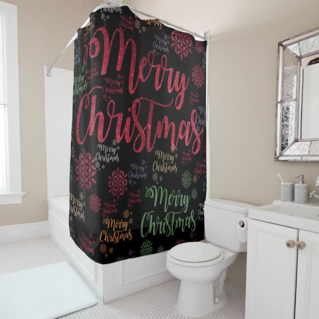 Christmas Shower Curtain, Merry Christmas Shower Curtain (In Situ)
