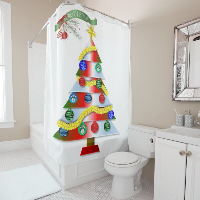 Christmas Shower Curtain, Merry Christmas Shower Curtain (In Situ)