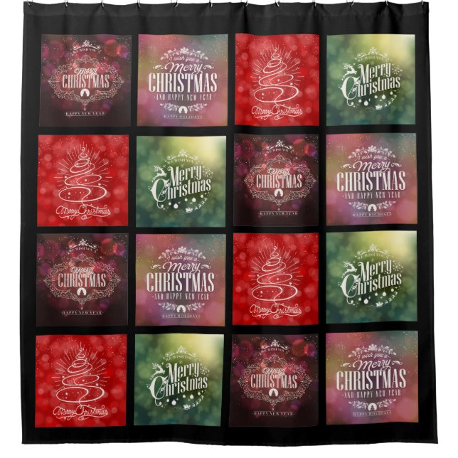 Christmas Shower Curtain - Quilt Theme (Front)