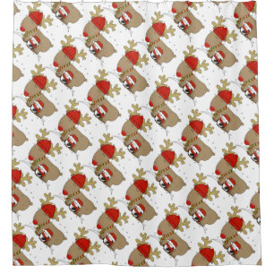 Christmas Shower Curtain/Santa and Rudolph Curtain