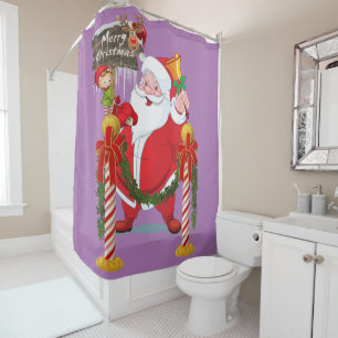 Christmas Shower Curtain, Santa Curtain