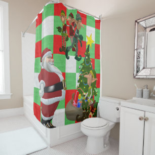 Christmas Shower Curtain, Santa Curtain