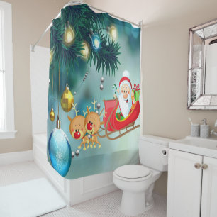 Christmas Shower Curtain, Santa Curtain