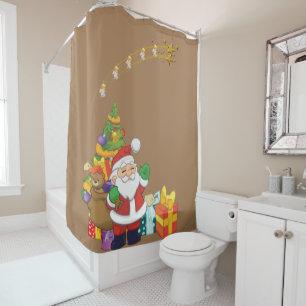 Christmas Shower Curtain, Santa Curtain