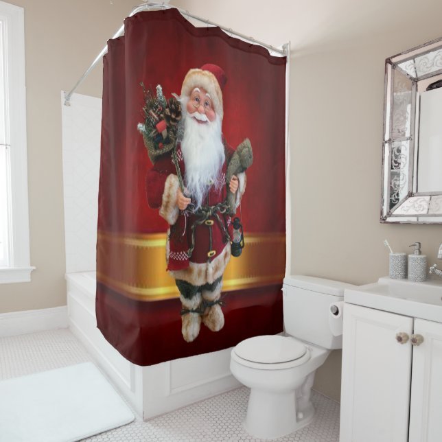 Christmas Shower Curtain, Santa Shower Curtain (In Situ)