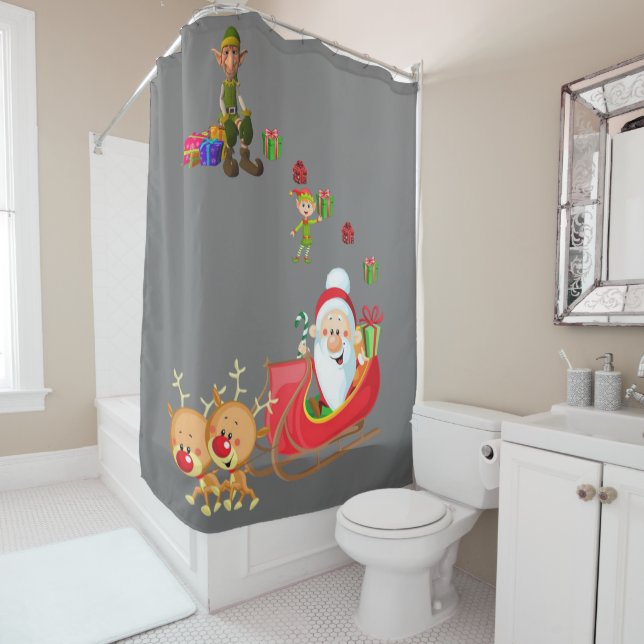 Christmas Shower Curtain, Santa Shower Curtain (In Situ)