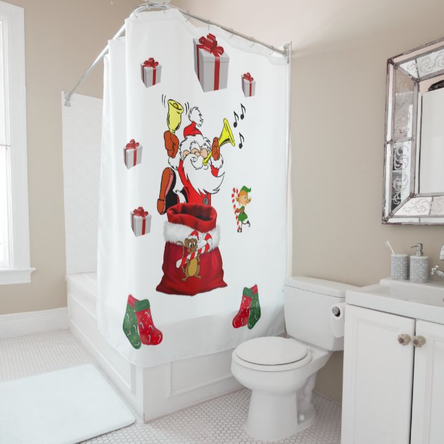 Christmas Shower Curtain, Santa Shower Curtain (In Situ)