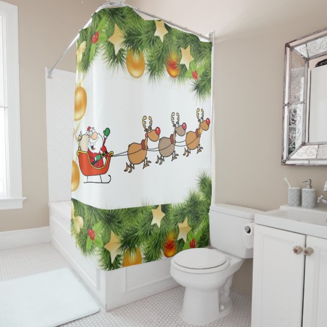Christmas Shower Curtain, Santa Shower Curtain (In Situ)