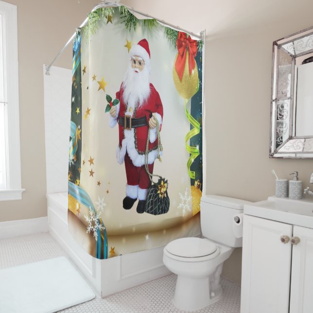 Christmas Shower Curtain, Santa Shower Curtain (In Situ)