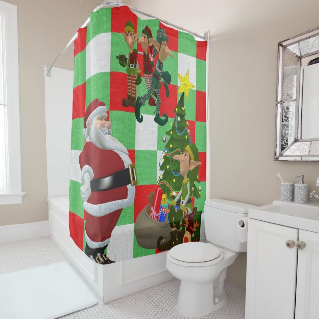 Christmas Shower Curtain, Santa Shower Curtain (In Situ)
