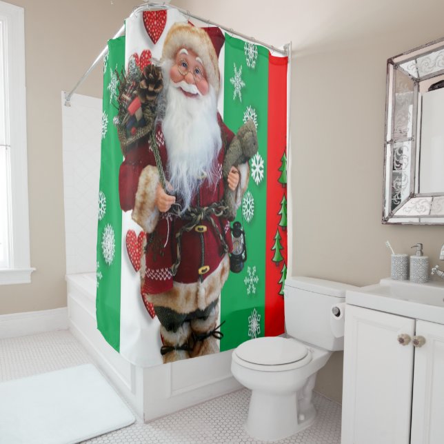 Christmas Shower Curtain, Santa Shower Curtain (In Situ)