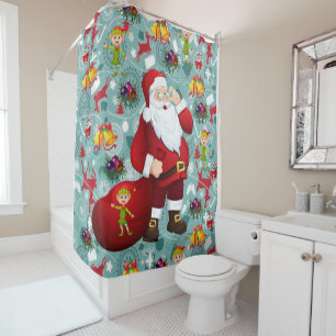 Christmas Shower Curtain, Santa Shower Curtain