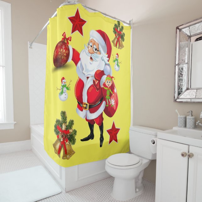 Christmas Shower Curtain, Santa Shower Curtain (In Situ)