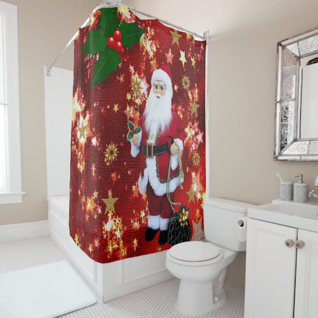 Christmas Shower Curtain, Santa Shower Curtain (In Situ)