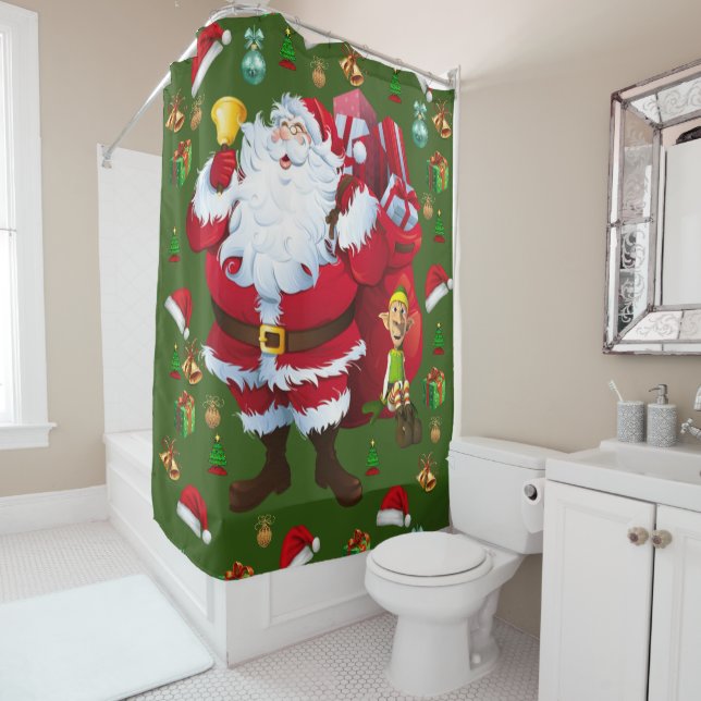 Christmas Shower Curtain, Santa Shower Curtain (In Situ)